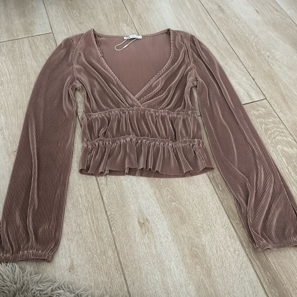 Zara long sleeve Tan top